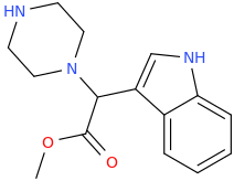   1-carbomethoxy-1-(indole-3-yl)-1-(1-piperazinyl)methane.png