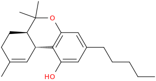 (−)-(6aR,10aR)-6,6,9-Trimethyl-3-pentyl-6a,7,8,10a-tetrahydro-6H-benzo[c]chromen-1-ol.png