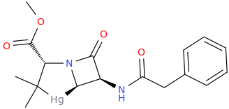 (2S,5R,6R)-2-carbomethoxy-3,3-dimethyl-7-oxo-6-(2-phenylacetamido)-4-mercura-1-azabicyclo%5b3.2.0%5dheptane.png