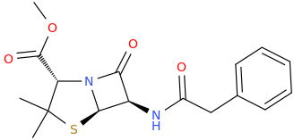 (2S,5R,6R)-2-carbomethoxy-3,3-dimethyl-7-oxo-6-[(2-phenylacetyl)amino]-4-thia-1-azabicyclo[3.2.0]heptane.png