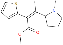 (E)-1-(thiophen-2-yl)-2-(1-methyl-2-pyrrolidinyl)-2-methyl-1-carbomethoxyethene.png