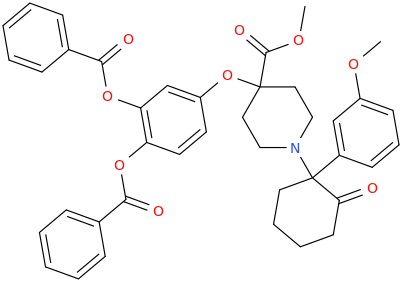 1-((3-methoxyphenyl)-cyclohex-2-oneyl)-4-(carbomethoxy)piperidine-4-yl 3,4-diphenylcarbonyloxyphenyl ether.png