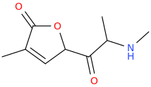 1-(1-oxa-2-oxo-3-methylcyclopent-3-ene-5-yl)-2-methylamino-1-oxopropane.png
