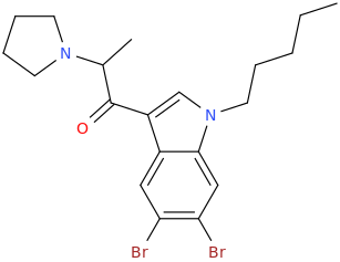 1-oxo-1-(1-pentyl-5,6-dibromo-indole-3-yl)-2-(1-pyrrolidinyl)propane.png