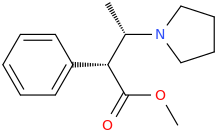 1-phenyl-(1R)-1-carbomethoxy-(2S)-2-(1-pyrrolidinyl)propane.png