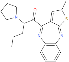 2-methyl-4-(1-oxo-2-(1-pyrrolidinyl)pentyl)-thieno[2,3-b][1,5]benzodiazepine.png