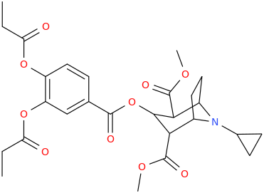 3-(3,4-dipropionyloxyphenylcarbonyloxy)-2,4-dicarbomethoxy-N-cyclopropyl-8-azabicyclo%20[3.2.1]octane.png