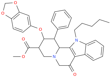3-carbomethoxy-N-pentyl-7-oxo-1-phenyl-2-(3,4-methylenedioxyphenyl)oxy-2,3,4,6,7,12b-hexahydro-1H-indolo[2,3-a]quinolizine.png