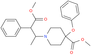 N-(2-phenyl-2-carbomethoxy-1-methylethyl)-4-carbomethoxypiperidin-4-yl phenyl ether.png