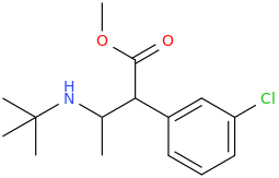 N-(tert-butyl)-1-(3-chlorophenyl)-1-carbomethoxy-2-aminopropane.png