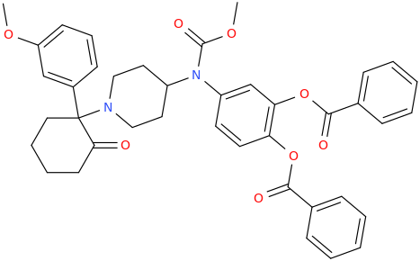 N-carbomethoxy-3,4-diphenylcarbonyloxyphenyl-(N-(1-(3-methoxyphenyl)cyclohex-2-oneyl)piperidin-4-yl)amine.png