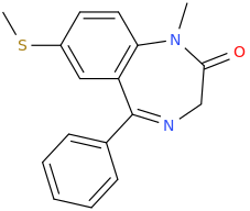    7-methylthio-1,3-dihydro-1-methyl-5-phenyl-1,4-benzodiazepin-2-one.png
