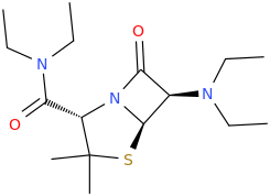 (2S,5R,6R)-2-(1-oxo-2-aza-2-ethylbutyl)-6-diethylamino-3,3-dimethyl-7-oxo-4-thia-1-azabicyclo%5b3.2.0%5dheptane.png