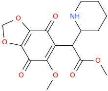 1-(3,4-methylenedioxy-6-methoxy-2,5-benzoquinone-1-yl)-1-carbomethoxy-1-(2-piperidinyl)methane.png