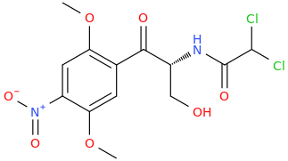 N-(dichloroacetyl)-1-(2R)-(4-nitro-2,5-dimethoxyphenyl)-1-oxo-3-hydroxy-2-aminopropane.png