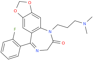 7,8-methylenedioxy-1-(3-dimethylaminopropyl)-5-(2-fluorophenyl)-3H-1,4-benzodiazepine-2-one.png