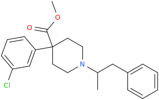 4-(3-chlorophenyl)-4-carbomethoxy-(1-methyl-2-phenylethyl)-piperidine.png