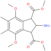 2-amino-1,3-dicarbomethoxy-4,7-dimethoxy-5,6-dimethylindan.png