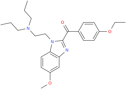 dipropylamino-2-(5-methoxy-2-p-ethoxybenzoyl-1,3-benzimidazole-1-yl)ethane.png