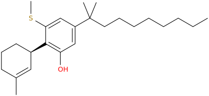 (3R)-1-methyl-3-(2-hydroxy-4-(1,1-dimethylnon-1-yl)-6-(methylthio)phenyl)cyclohex-1-ene.png