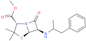 (2S,5R,6R)-2-carbomethoxy-3,3-dimethyl-7-oxo-6-[(2-phenyl-1-methylethyl)amino]-4-thia-1-azabicyclo[3.2.0]heptane.png