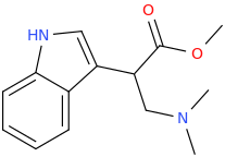 2-(3-indolyl)-2-carbomethoxy-N,N-dimethylethanamine.png