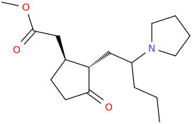 (2S, 3S)-2-(2-(1-pyrrolidinyl)-pentanyl)-3-carbomethoxymethylcyclopentanone.png