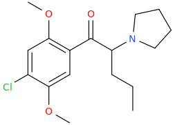    1-(2,5-dimethoxy-4-chlorophenyl)-1-oxo-2-(1-pyrrolidinyl)pentane.png