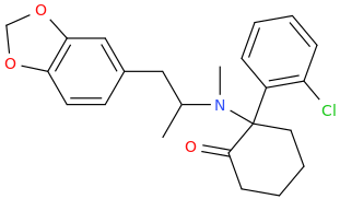  N-(2-(3,4-methylenedioxyphenyl)-1-methylethyl)-N-methyl-N-(1-(2-chlorophenyl)-2-oxocyclohexanyl)amine.png