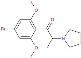 1-(2,6-dimethoxy-4-bromophenyl)-1-oxo-2-(1-pyrrolidinyl)propane.png