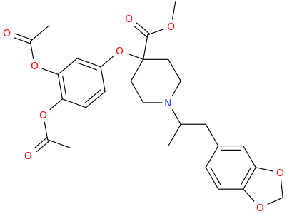 1-(2-(3,4-methylenedioxyphenyl)-1-methylethyl)-4-carbomethoxypiperidine-4-yl 3,4-diacetoxyphenyl ether.png