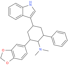 1-dimethylamino-2-phenyl-4-(indole-3-yl)-6-(3,4-methylenedioxyphenyl)-cyclohexane.png