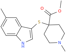 1-methyl-4-carbomethoxy-piperidin-4-yl 5-methylindol-3-yl thioether.png