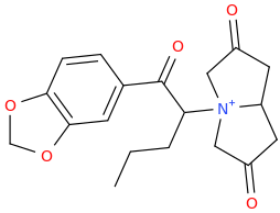 2,6-di-oxo-N-(1-propyl-2-(3,4-methylenedioxyphenyl)-2-oxoethyl)pyrrolizidinium.png