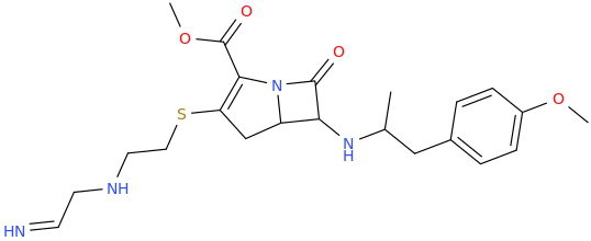 2-carbomethoxy-6-(2-(4-methoxyphenyl)-1-(methyl)ethylamino)-3-%7B2-[(iminoethyl)amino]ethyl%7Dthio-7-oxo-1-azabicyclo[3.2.0]hept-2-ene.png