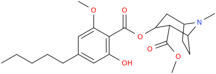 3-(4-pentyl-2-hydroxy-6-methoxyphenylcarbonyloxy)-4-carbomethoxy-6-methyl-6-azabicyclo[3.1.2]octane.png