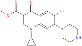 3-carbomethoxy-1-cyclopropyl-6-chloro-4-oxo-7-(piperazin-1-yl)quinoline.png