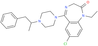 5-(1-(1-methyl-2-phenylethyl)-piperazin-4-yl)-(7-chloro-1,3-dihydro-1-ethyl-1,4-benzodiazepin-2-one).png