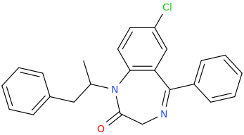 7-chloro-1,3-dihydro-1-(1-methyl-2-phenylethyl)-5-phenyl-1,4-benzodiazepin-2-one.png