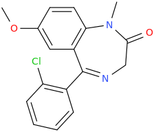 7-methoxy-1,3-dihydro-1-methyl-5-(2-chlorophenyl)-1,4-benzodiazepine-2-one.png