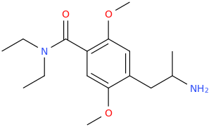 N,N-diethylaminocarbonyl-2,5-dimethoxy-4-(2-amino-2-methylethyl)benzene.png
