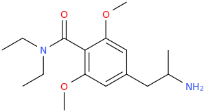 N,N-diethylaminocarbonyl-2,6-dimethoxy-4-(2-amino-2-methylethyl)benzene.png