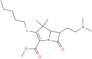 6-(2-dimethylaminoethyl)-3-pentylthio-7-oxo--2-carbomethoxy-4,4-dimethyl-1-azabicyclo[3.2.0]hept-2-ene.png